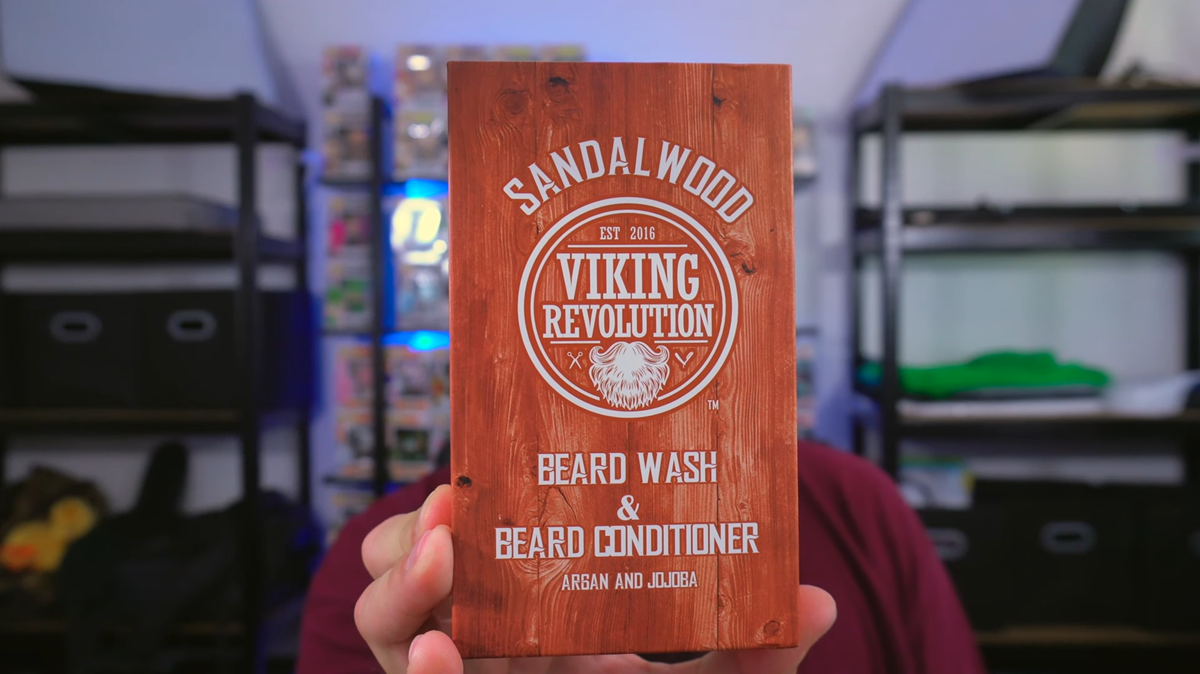 Viking Revolution Sandalwood beard wash and conditioner packaging