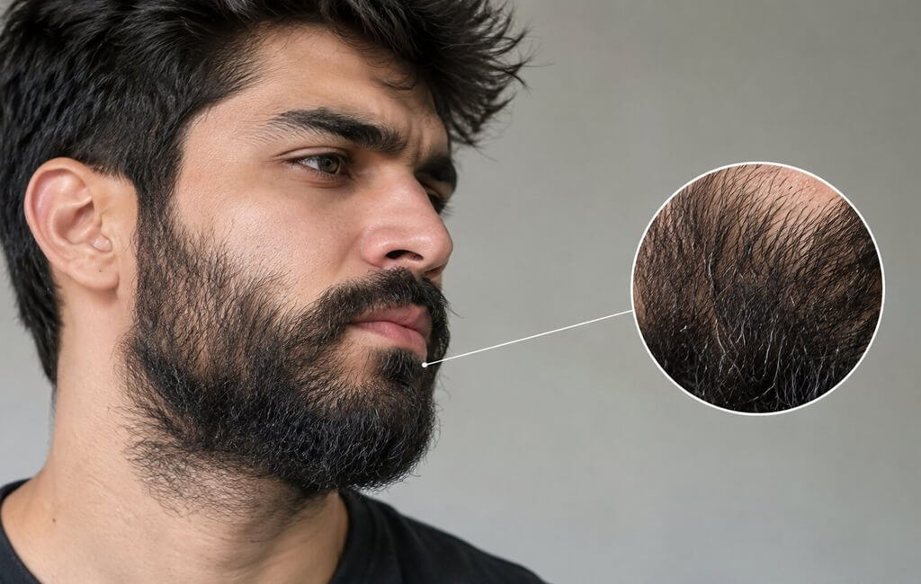 coarse beard before softening
