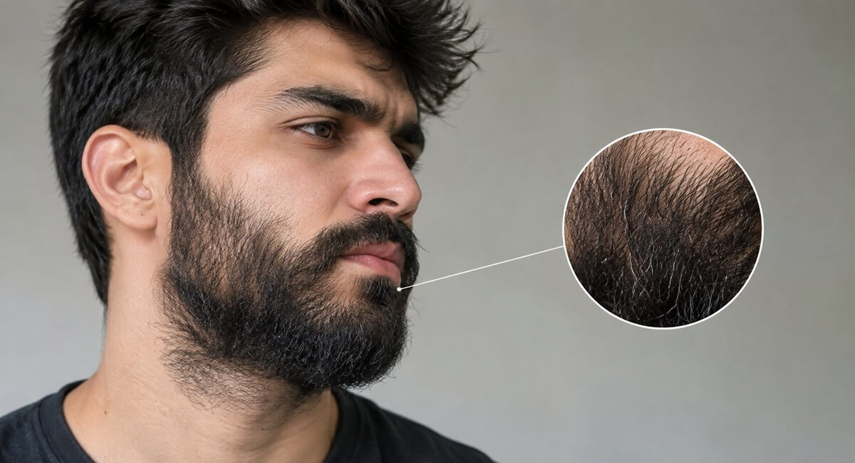 coarse beard before softening